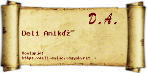 Deli Anikó névjegykártya